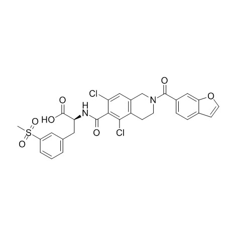 N-[[2-(6-بنزوفورانیل کربونیل)-5،7-دی کلرو-1،2،3،4-تتراهیدرو-6-ایزوکینولینیل]کربونیل]-3-(متیل سولفونیل)-L- فنیل آلانین